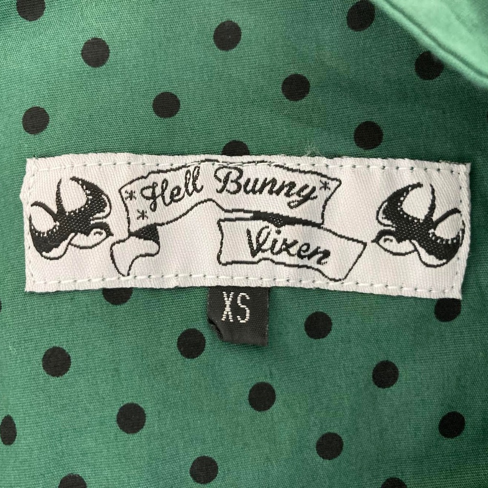 Hell Bunny Vixen Green Polka Dot Dress - Picture 4 of 5